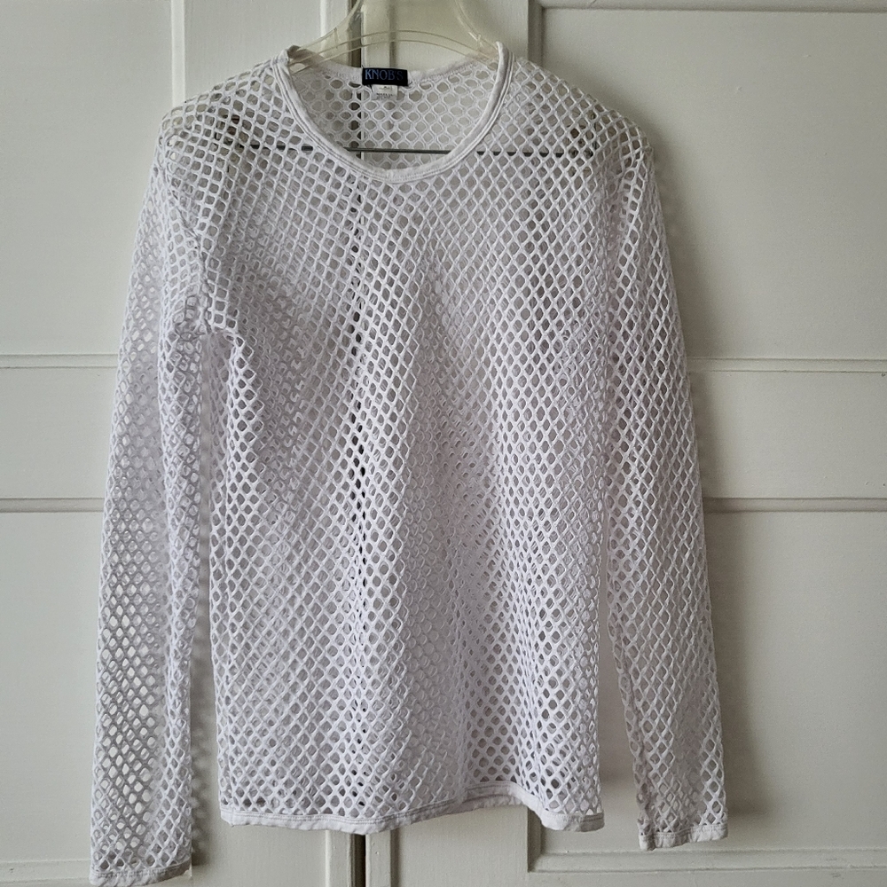 Knob's San Francisco White Long Sleeve Mesh Shirt Small